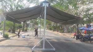 sản phẩm mái hiên chữ a có bánh xe di động